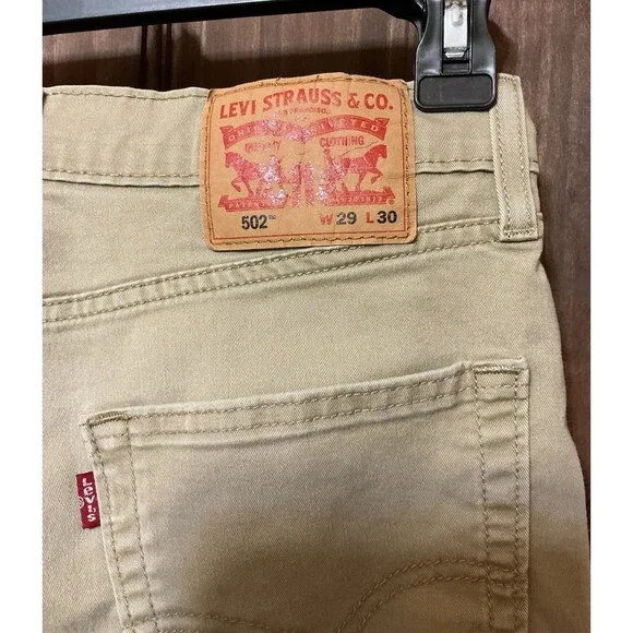 Levi's 502 Men's Regular Taper Fit Beige Tan Chino Jeans W29 L30 - Picture 8 of 9